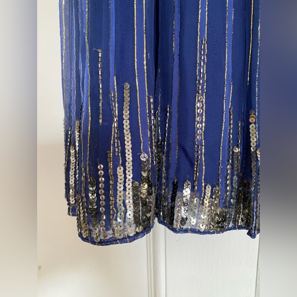 Anthropology blue and gold Ranna Gill Halter neck top - Picture 5 of 6